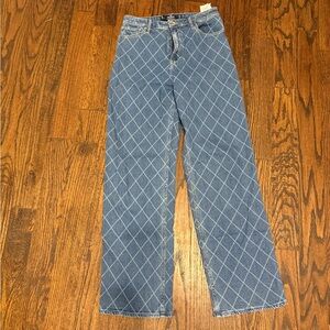 Hollister Blue Diamond Pattern Flare Jeans